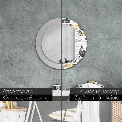 Espelho decorativo redondo Corações rabiscados