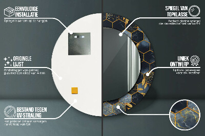 Espelho redondo decorativo Mármore hexagonal