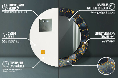 Espelho redondo decorativo Mármore hexagonal