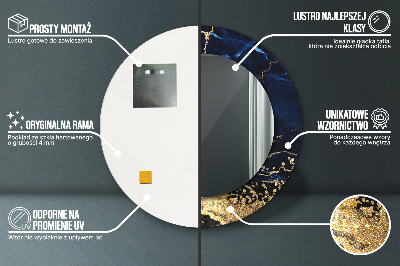 Espelho decorativo redondo Mármore azul