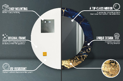 Espelho decorativo redondo Mármore azul