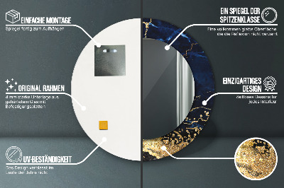 Espelho decorativo redondo Mármore azul