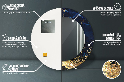 Espelho decorativo redondo Mármore azul