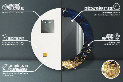 Espelho decorativo redondo Mármore azul