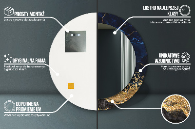 Espelho decorativo redondo Mármore azul