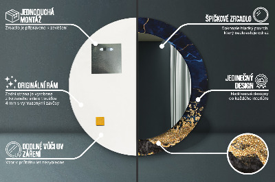 Espelho decorativo redondo Mármore azul