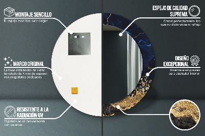 Espelho decorativo redondo Mármore azul
