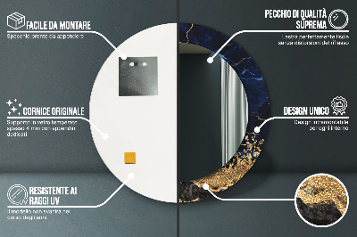 Espelho decorativo redondo Mármore azul