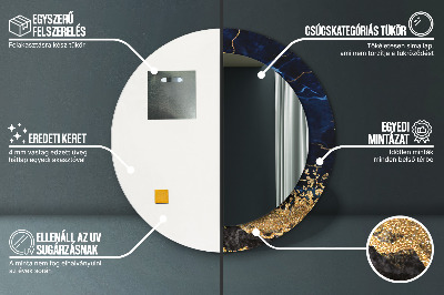 Espelho decorativo redondo Mármore azul