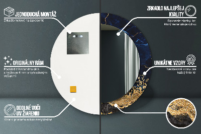 Espelho decorativo redondo Mármore azul