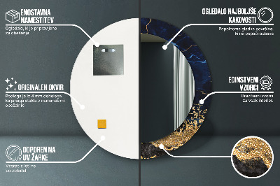 Espelho decorativo redondo Mármore azul