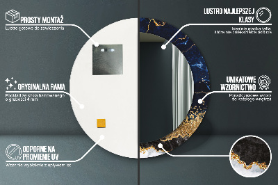 Espelho decorativo redondo Mármore azul