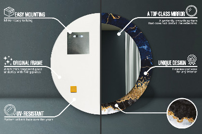 Espelho decorativo redondo Mármore azul