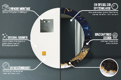 Espelho decorativo redondo Mármore azul