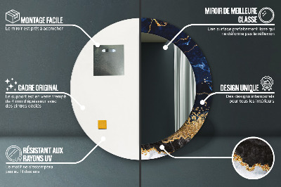 Espelho decorativo redondo Mármore azul