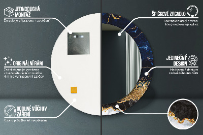 Espelho decorativo redondo Mármore azul