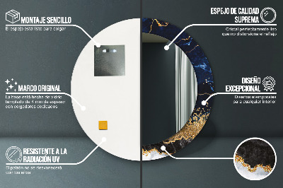 Espelho decorativo redondo Mármore azul