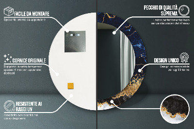 Espelho decorativo redondo Mármore azul