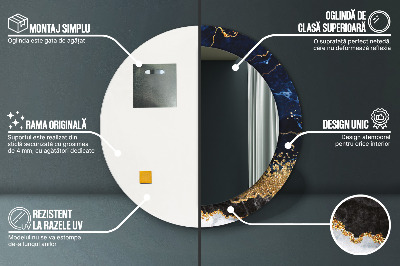 Espelho decorativo redondo Mármore azul