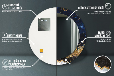 Espelho decorativo redondo Mármore azul