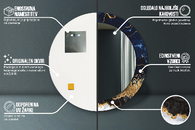 Espelho decorativo redondo Mármore azul