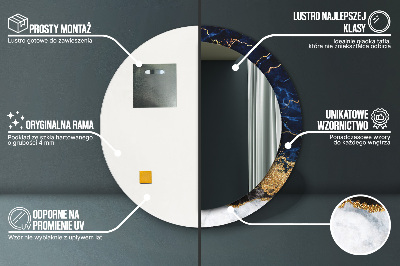 Espelho decorativo redondo Mármore azul