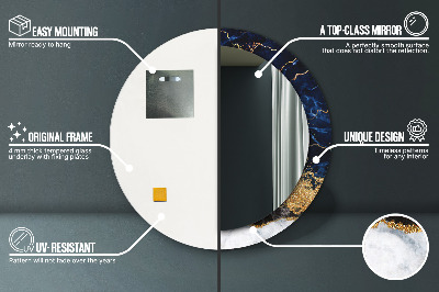 Espelho decorativo redondo Mármore azul