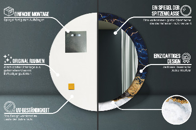 Espelho decorativo redondo Mármore azul