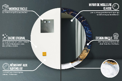 Espelho decorativo redondo Mármore azul