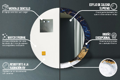 Espelho decorativo redondo Mármore azul