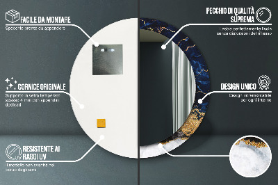 Espelho decorativo redondo Mármore azul