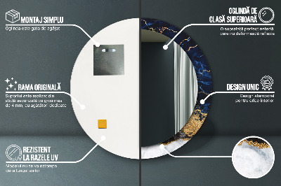 Espelho decorativo redondo Mármore azul