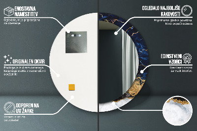 Espelho decorativo redondo Mármore azul