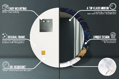 Espelho decorativo redondo Mármore azul