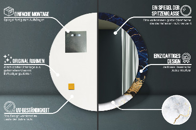 Espelho decorativo redondo Mármore azul