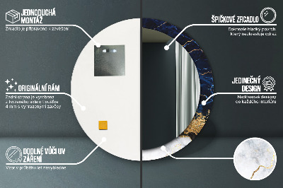 Espelho decorativo redondo Mármore azul