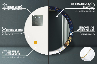 Espelho decorativo redondo Mármore azul