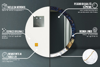 Espelho decorativo redondo Mármore azul