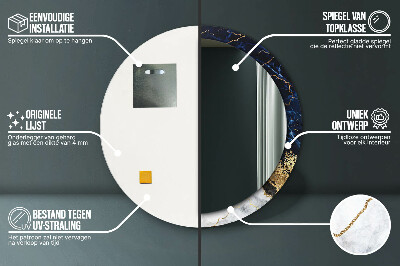 Espelho decorativo redondo Mármore azul