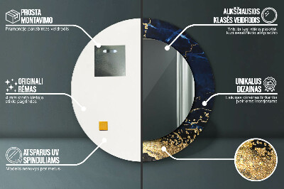 Espelho decorativo redondo Mármore azul