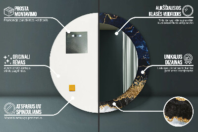 Espelho decorativo redondo Mármore azul