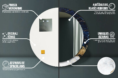 Espelho decorativo redondo Mármore azul