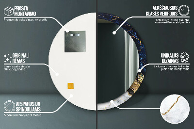 Espelho decorativo redondo Mármore azul