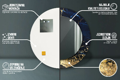 Espelho decorativo redondo Mármore azul