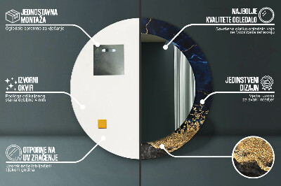 Espelho decorativo redondo Mármore azul