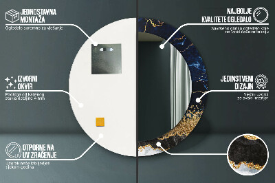 Espelho decorativo redondo Mármore azul