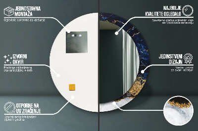 Espelho decorativo redondo Mármore azul