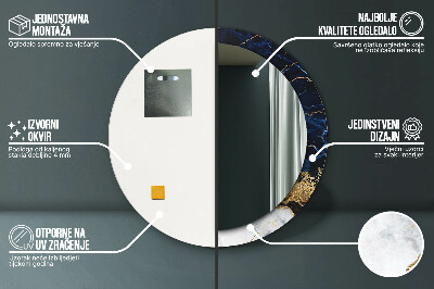 Espelho decorativo redondo Mármore azul