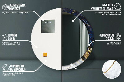 Espelho decorativo redondo Mármore azul