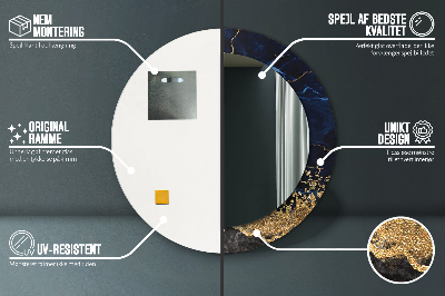 Espelho decorativo redondo Mármore azul